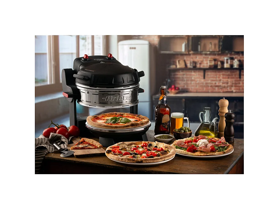 Forno pizza 2300W - 2 pizze in 4 minuti - 2 pietre refrattarie - Nero
