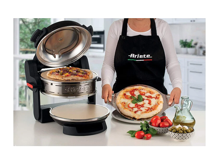 Forno pizza 2300W - 2 pizze in 4 minuti - 2 pietre refrattarie - Nero