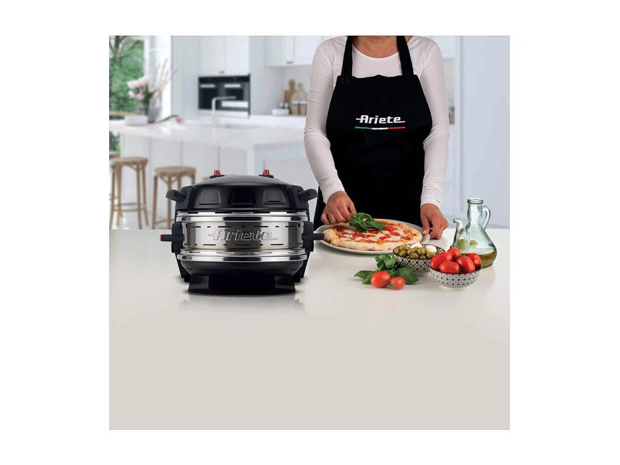 Forno pizza 2300W - 2 pizze in 4 minuti - 2 pietre refrattarie - Nero