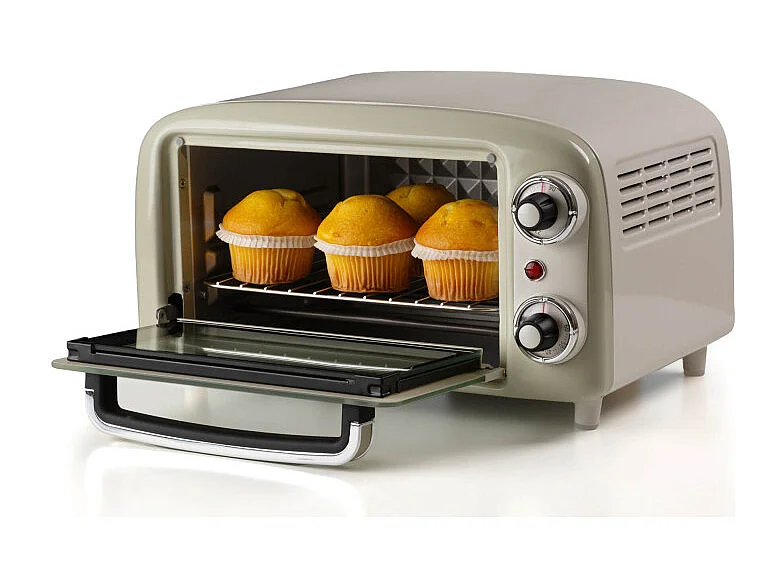 Forno Elettrico Vintage 800W - Capacità 10L - Doppio vetro - Retrò - Beige