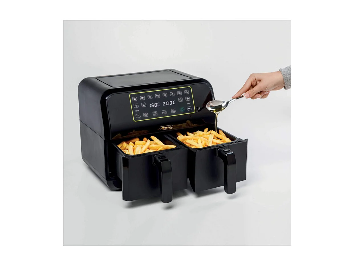 Ariete 4623 Airy Fryer Friteuse à air double avec double panier 1700 W 8 L Multifonction Noir