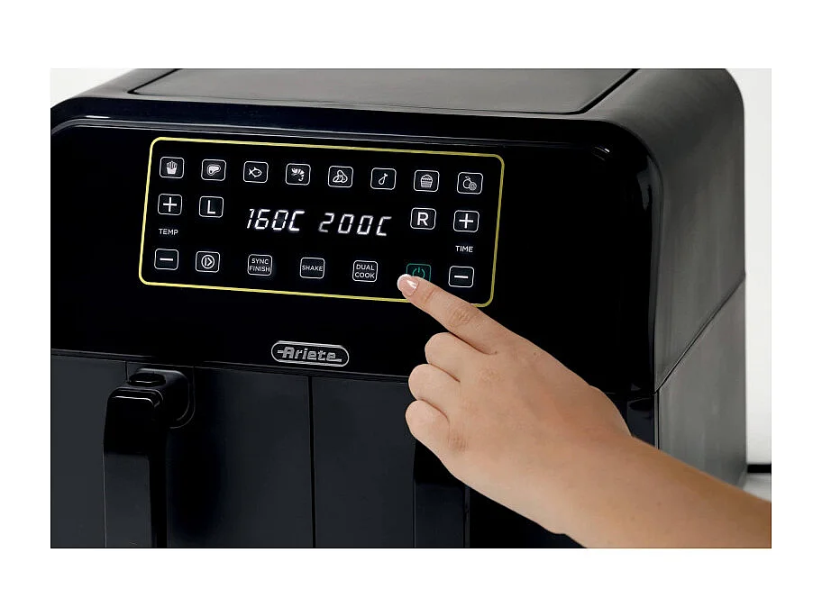 Ariete 4623 Airy Fryer Friteuse à air double avec double panier 1700 W 8 L Multifonction Noir