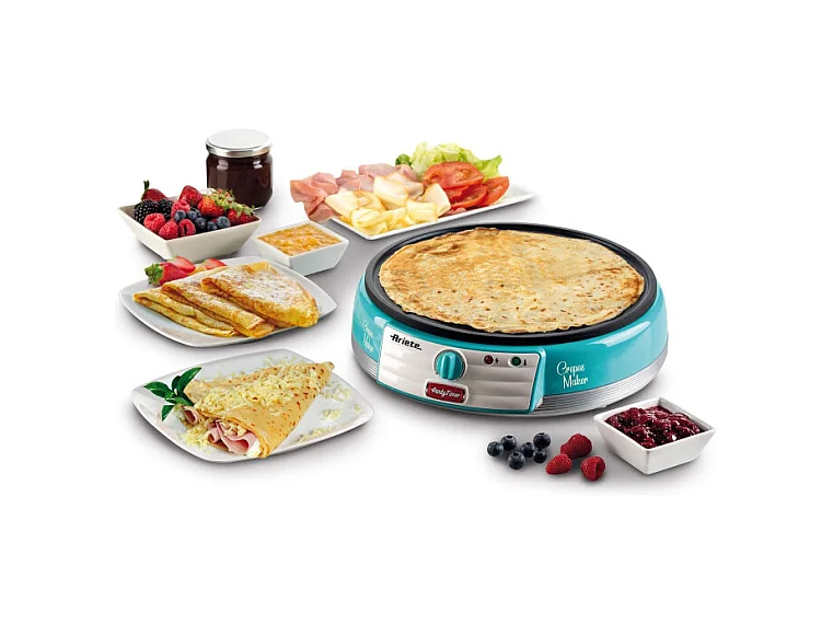 Crepes Maker Party Time - Piastra Antiaderente - 1000W - Azzurro
