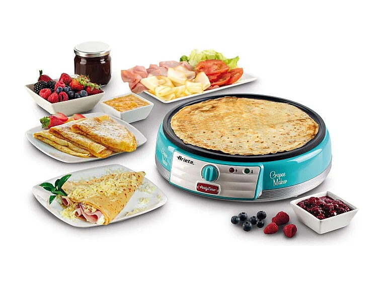 Crepes Maker Party Time - Piastra Antiaderente - 1000W - Azzurro