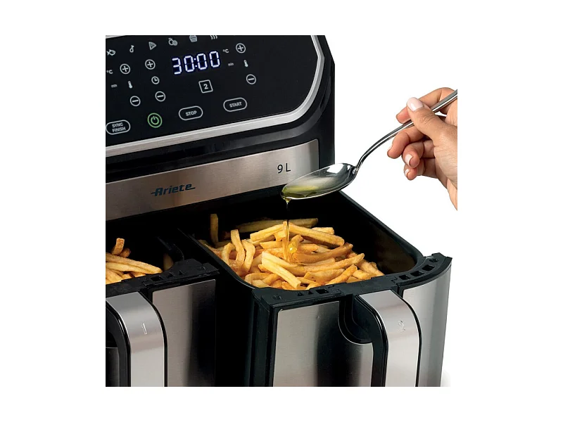 Friggitrice ad aria 9L 2100W - 11 programmi - Doppio cestello - Nero/Silver