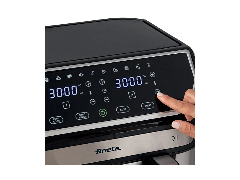 Friggitrice ad aria 9L 2100W - 11 programmi - Doppio cestello - Nero/Silver