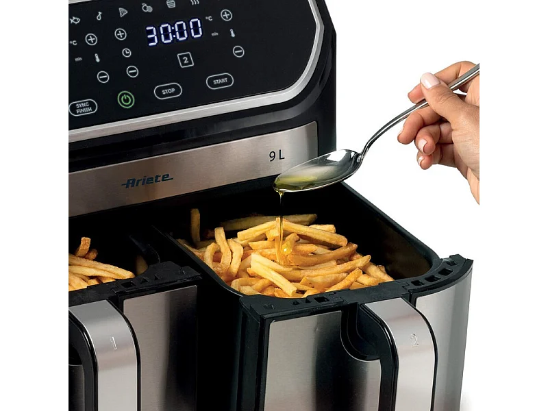 Friteuse à air Ariete 9L Double panier 11 programmes Noir Argent