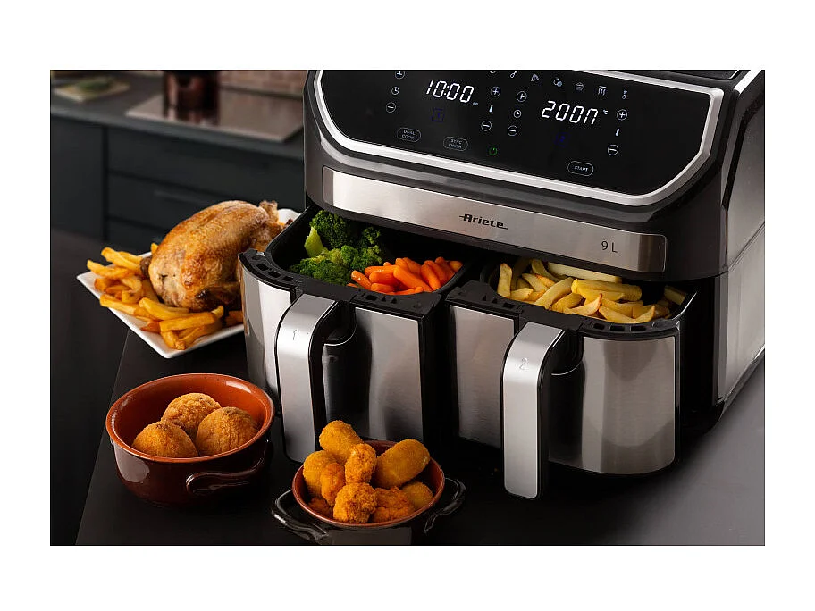 Friteuse à air Ariete 9L Double panier 11 programmes Noir Argent
