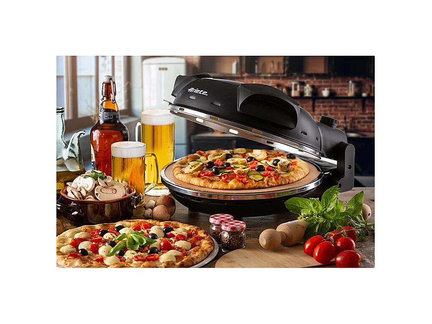 Pizza électrique ARIETE - 917 - Noir - Pierre réfractaire - 1200W Ø 33 cm - Température max 400°C