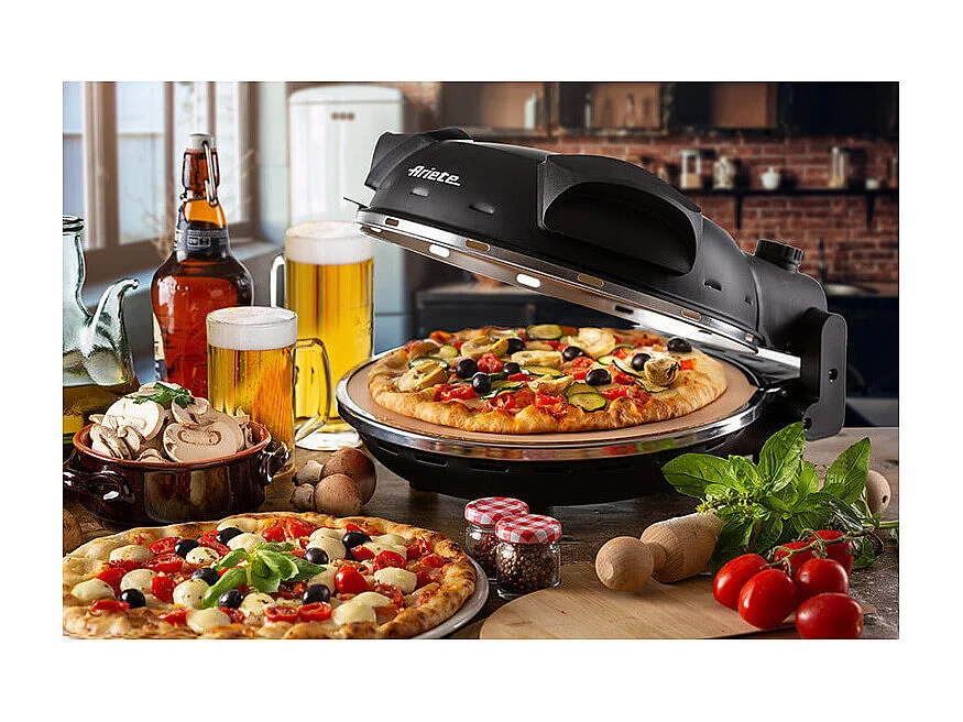 Pizza électrique ARIETE - 917 - Noir - Pierre réfractaire - 1200W Ø 33 cm - Température max 400°C