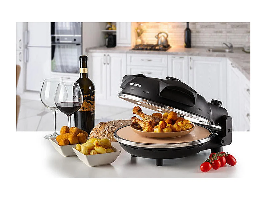 Pizza électrique ARIETE - 917 - Noir - Pierre réfractaire - 1200W Ø 33 cm - Température max 400°C