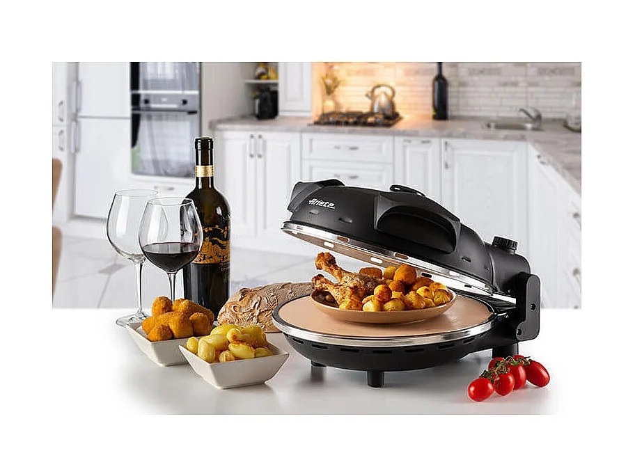 Pizza électrique ARIETE - 917 - Noir - Pierre réfractaire - 1200W Ø 33 cm - Température max 400°C