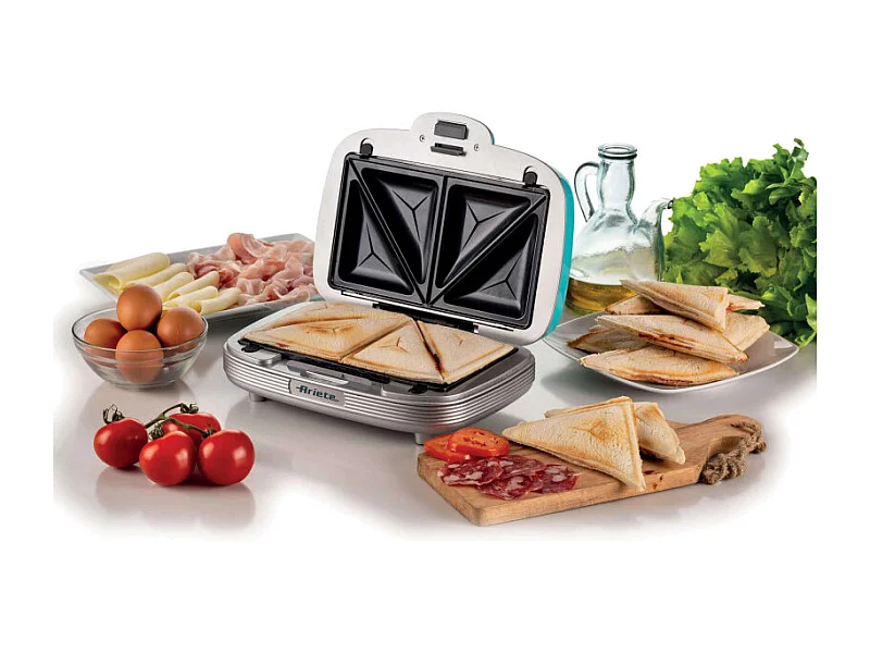 Piastra Elettrica Multifunzione - 700W - 3 Piastre Intercambiabili - Azzurro