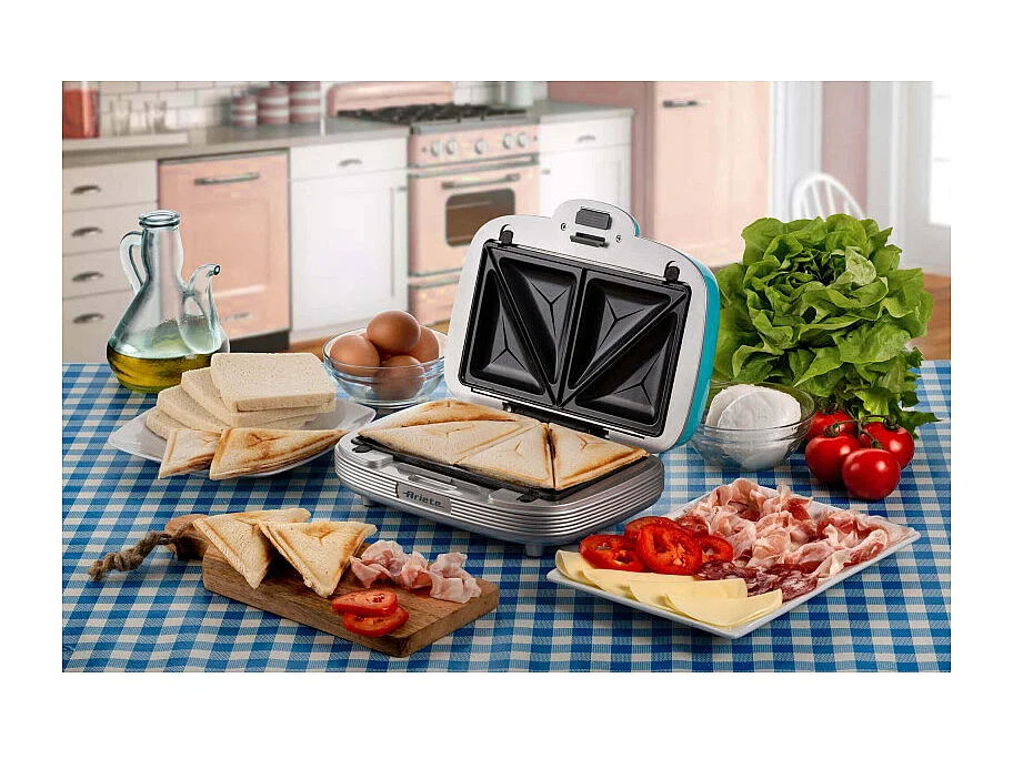 Piastra Elettrica Multifunzione - 700W - 3 Piastre Intercambiabili - Azzurro