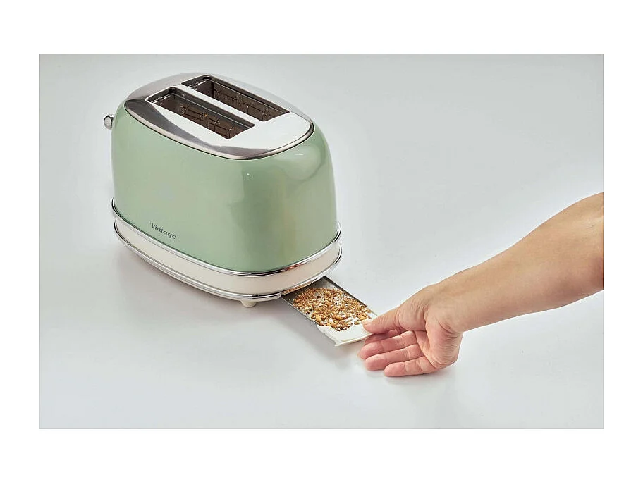 Tostapane Vintage 2 Fette con pinze - 6 Livelli di Tostatura - 810W - Verde
