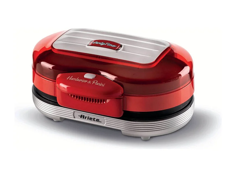 Macchina per fare hamburger 1200W, doppie piastre antiaderenti, 2 scomparti - Rosso