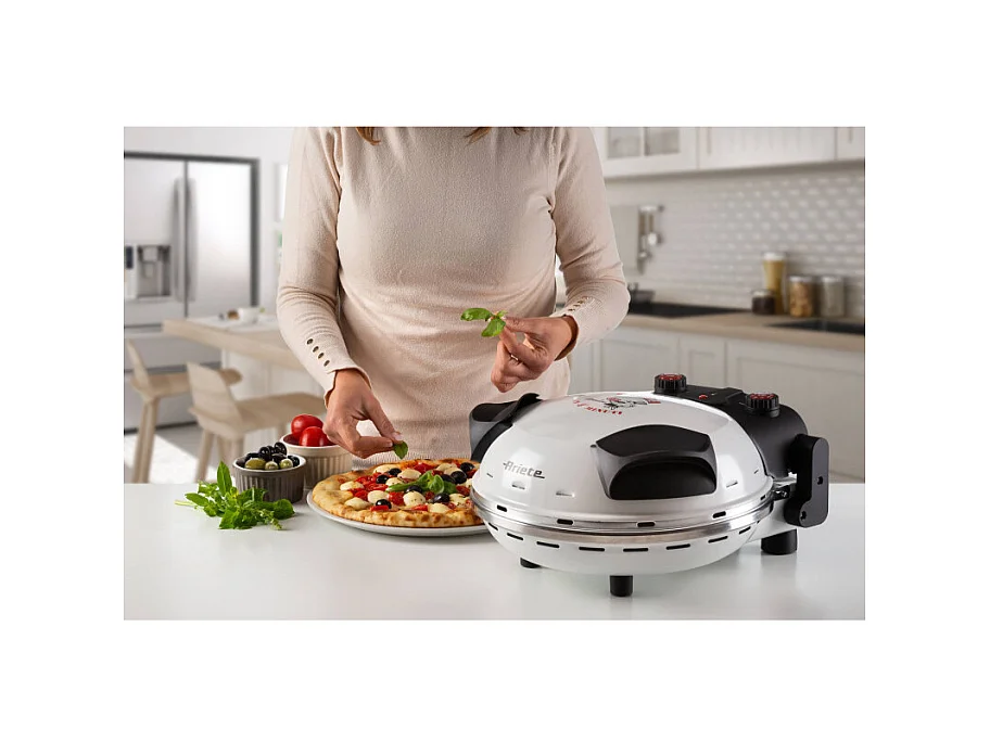 Forno Pizza - 4 Minuti - Piastra in Pietra Refrattaria - 1200W - Nero