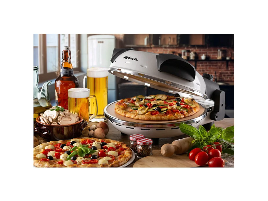 Forno Pizza - 4 Minuti - Piastra in Pietra Refrattaria - 1200W - Nero