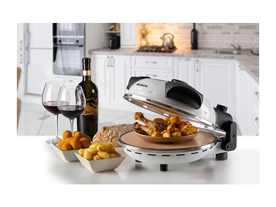 Forno Pizza - 4 Minuti - Piastra in Pietra Refrattaria - 1200W - Nero