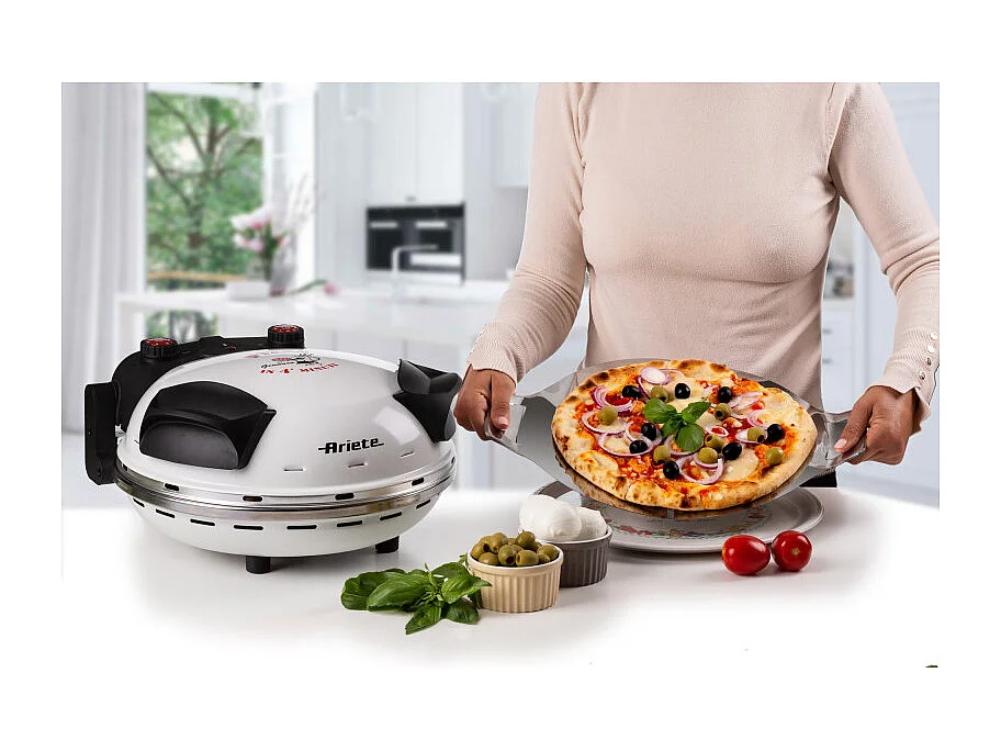 Forno Pizza - 4 Minuti - Piastra in Pietra Refrattaria - 1200W - Nero