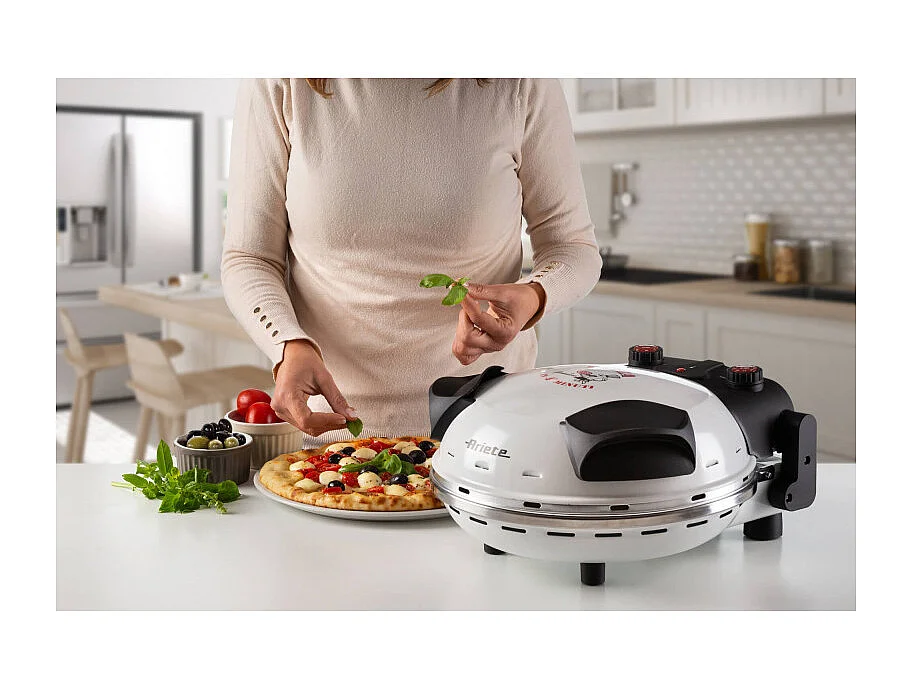 Forno Pizza - 4 Minuti - Piastra in Pietra Refrattaria - 1200W - Nero