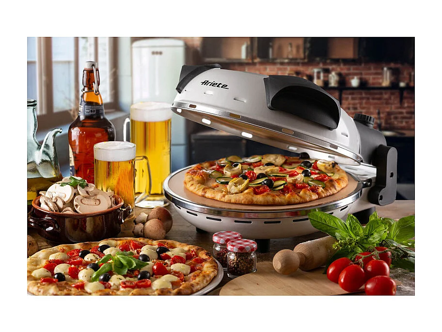 Forno Pizza - 4 Minuti - Piastra in Pietra Refrattaria - 1200W - Nero