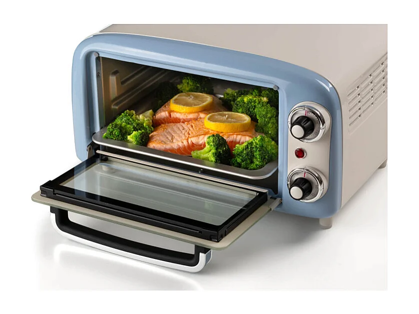 Forno Elettrico Vintage 800W - Capacità 10L - Doppio vetro - Retrò - Celeste