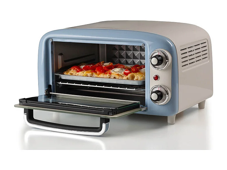 Four électrique vintage Ariete 3919, 800 W, capacité 10 L, double vitrage, Retrà², bleu clair