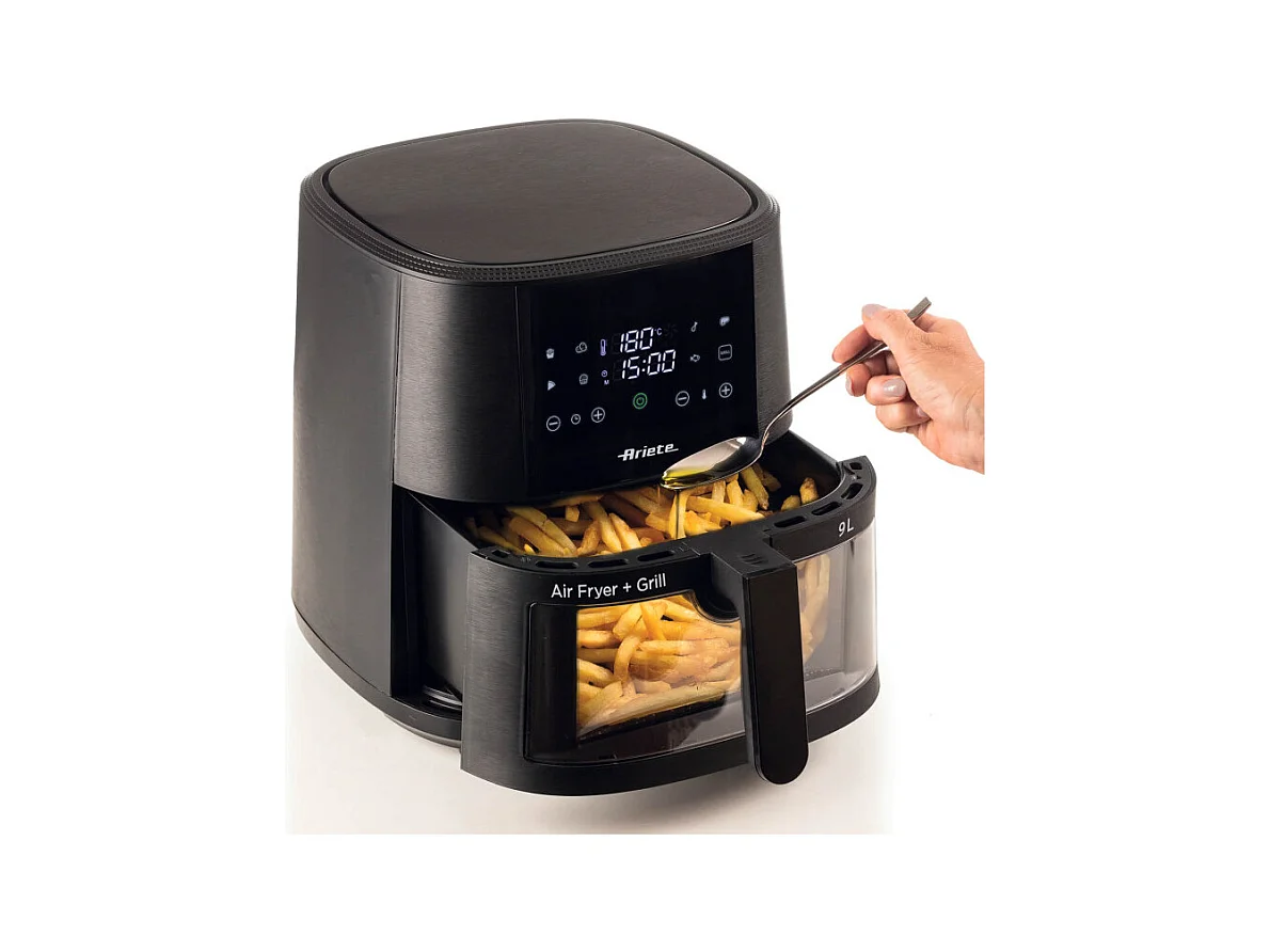 Friggitrice ad aria 9L 1500W - 8 programmi - Cestello trasparente - Nero