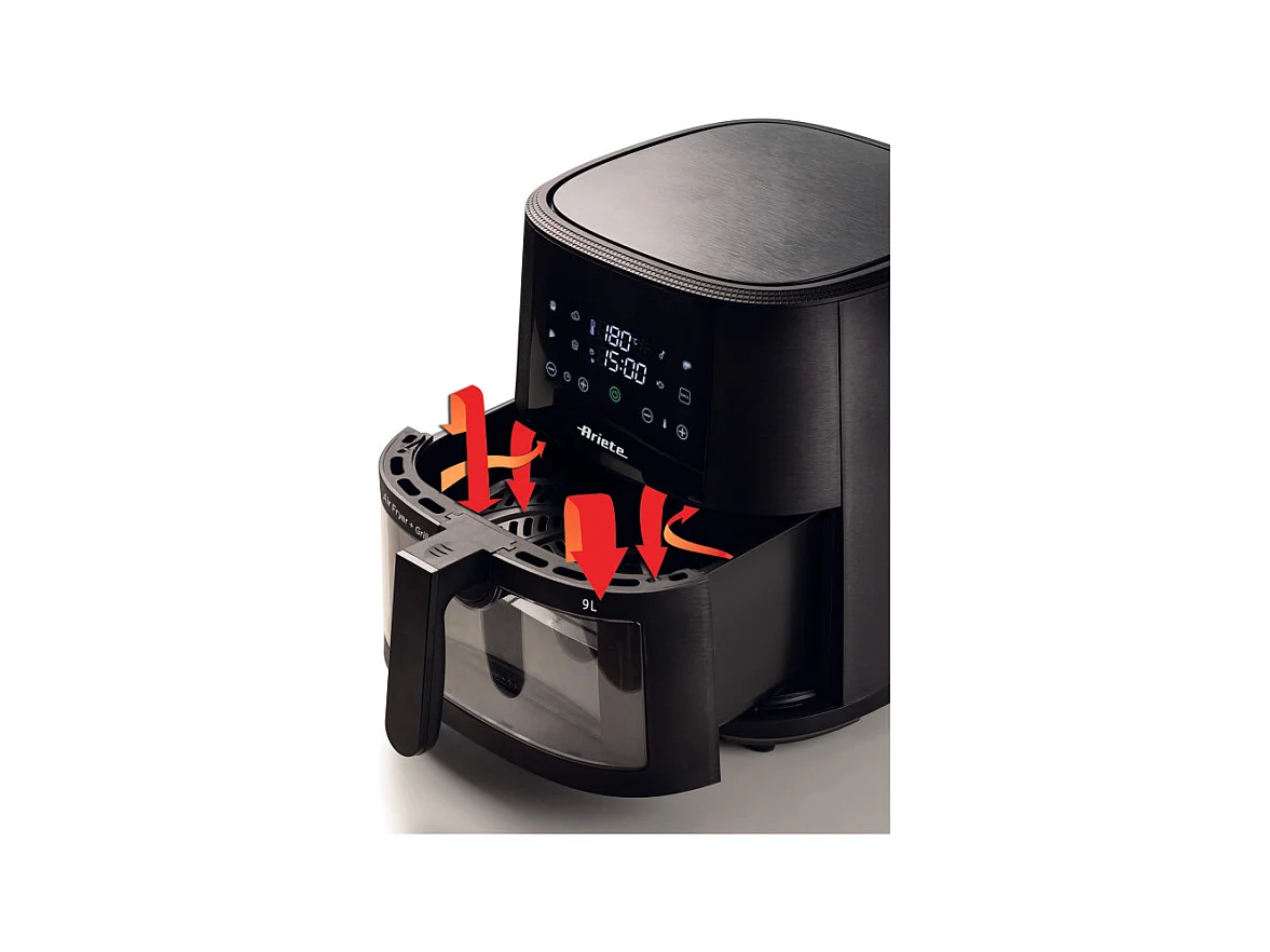 Friggitrice ad aria 9L 1500W - 8 programmi - Cestello trasparente - Nero