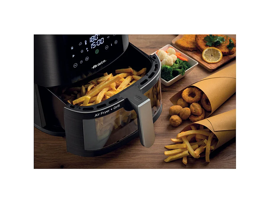 Friggitrice ad aria 9L 1500W - 8 programmi - Cestello trasparente - Nero