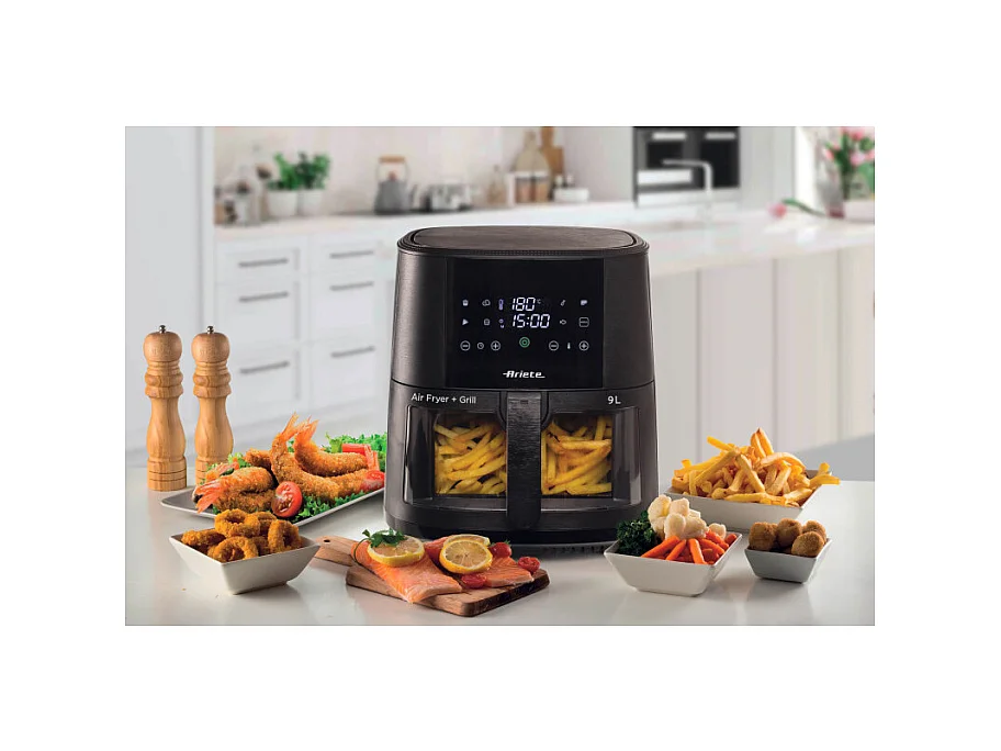 Friggitrice ad aria 9L 1500W - 8 programmi - Cestello trasparente - Nero