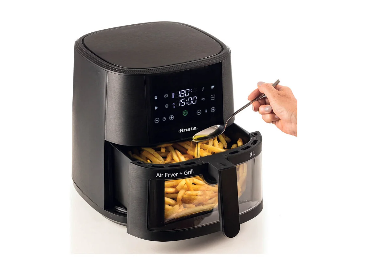 Friggitrice ad aria 9L 1500W - 8 programmi - Cestello trasparente - Nero