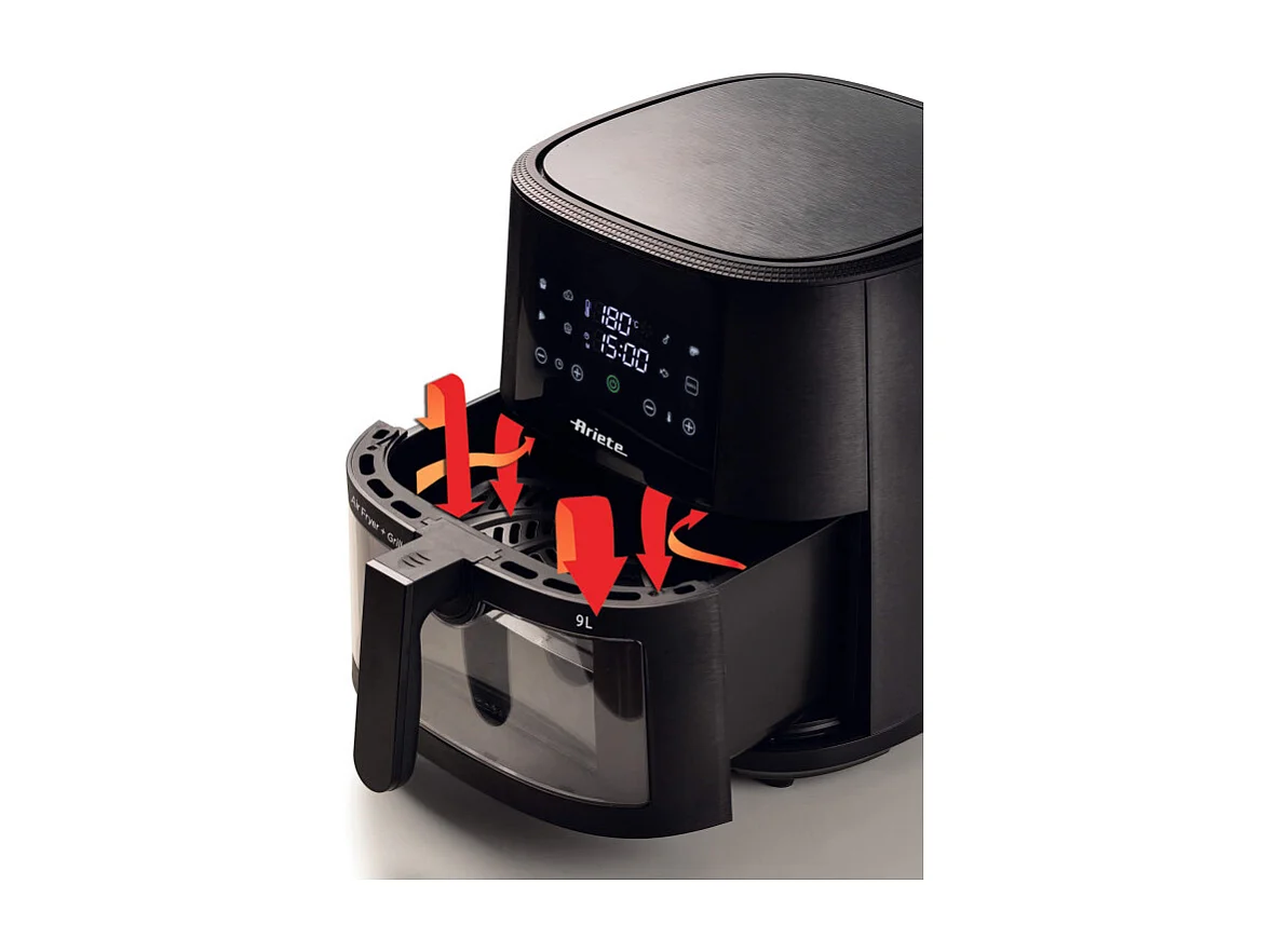 Friggitrice ad aria 9L 1500W - 8 programmi - Cestello trasparente - Nero
