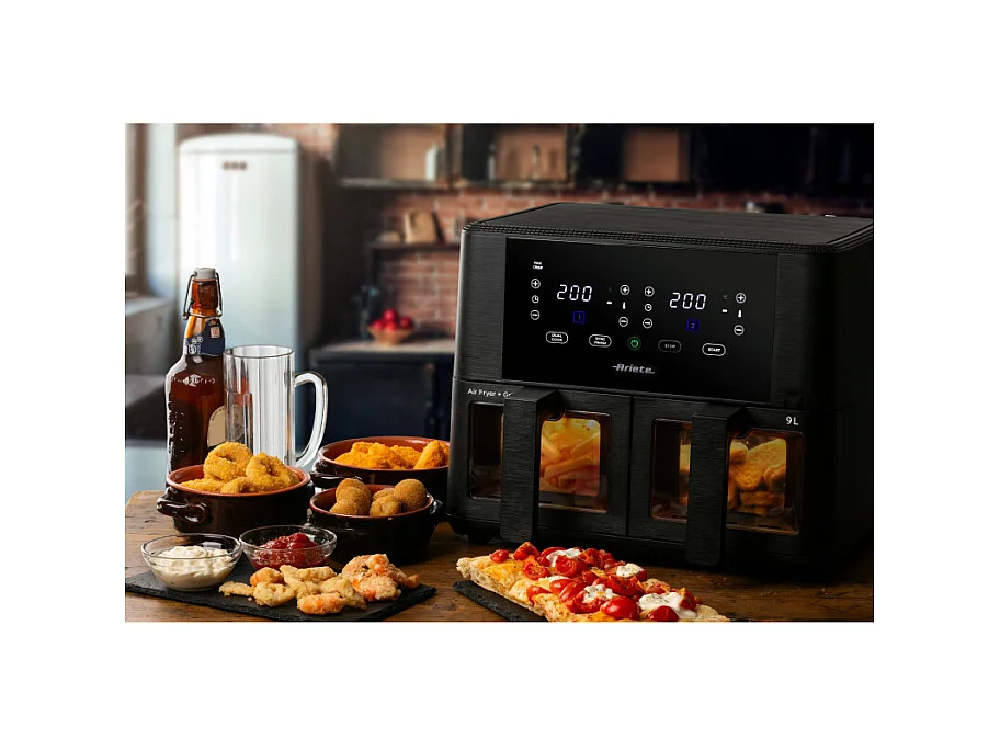 Friggitrice ad aria Doppia 9L 2400W - 11 programmi - Multifunzione - Nero