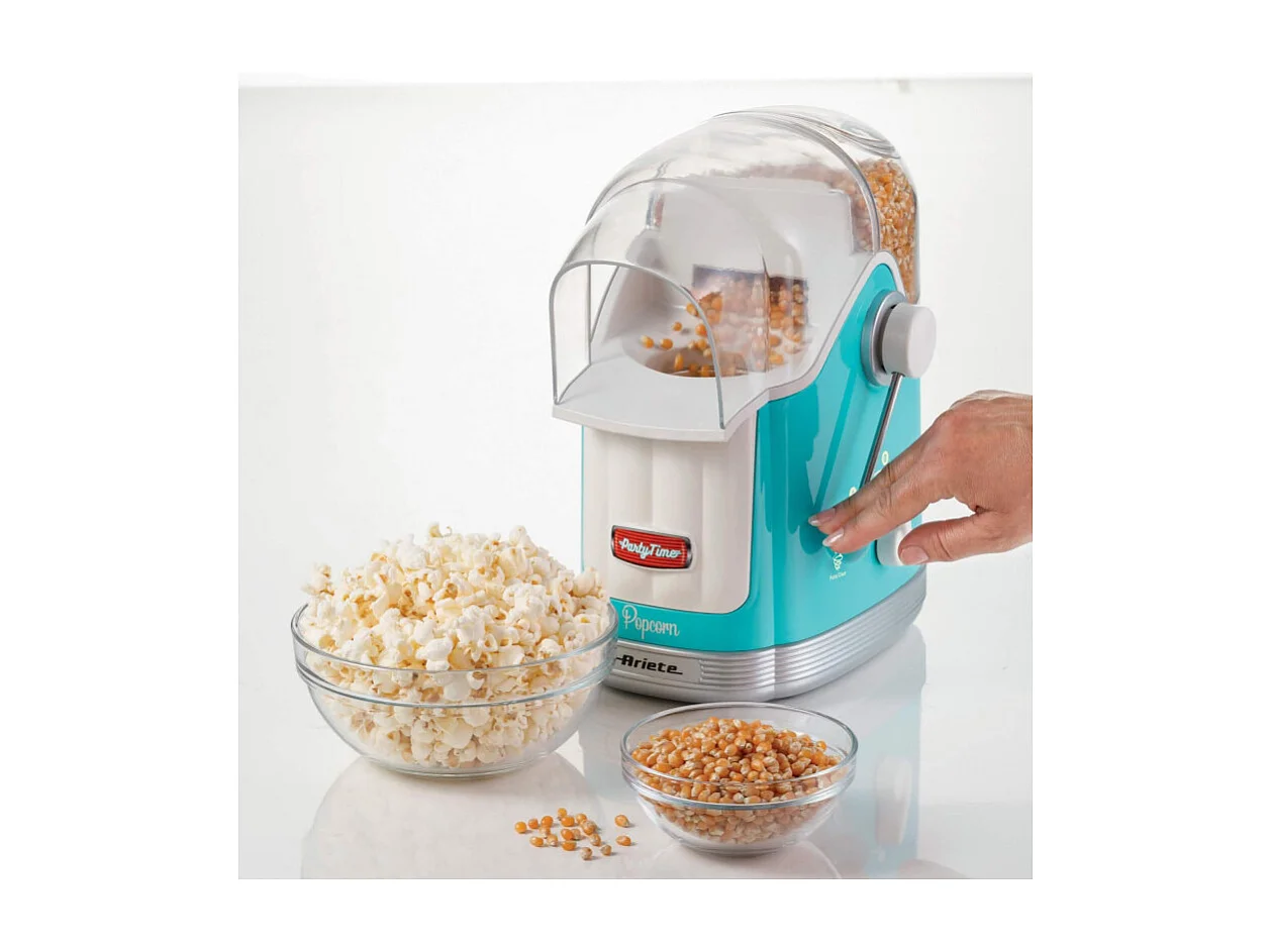 Macchina per Popcorn con Leva - 1100W - 600g Capacità - Cottura Senza Grassi - Celeste