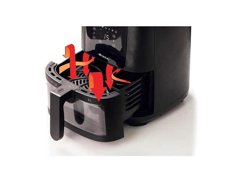 Friggitrice ad aria 1300W, 6L, 2,5kg, 8 programmi preimpostati, cestello trasparente - Nero