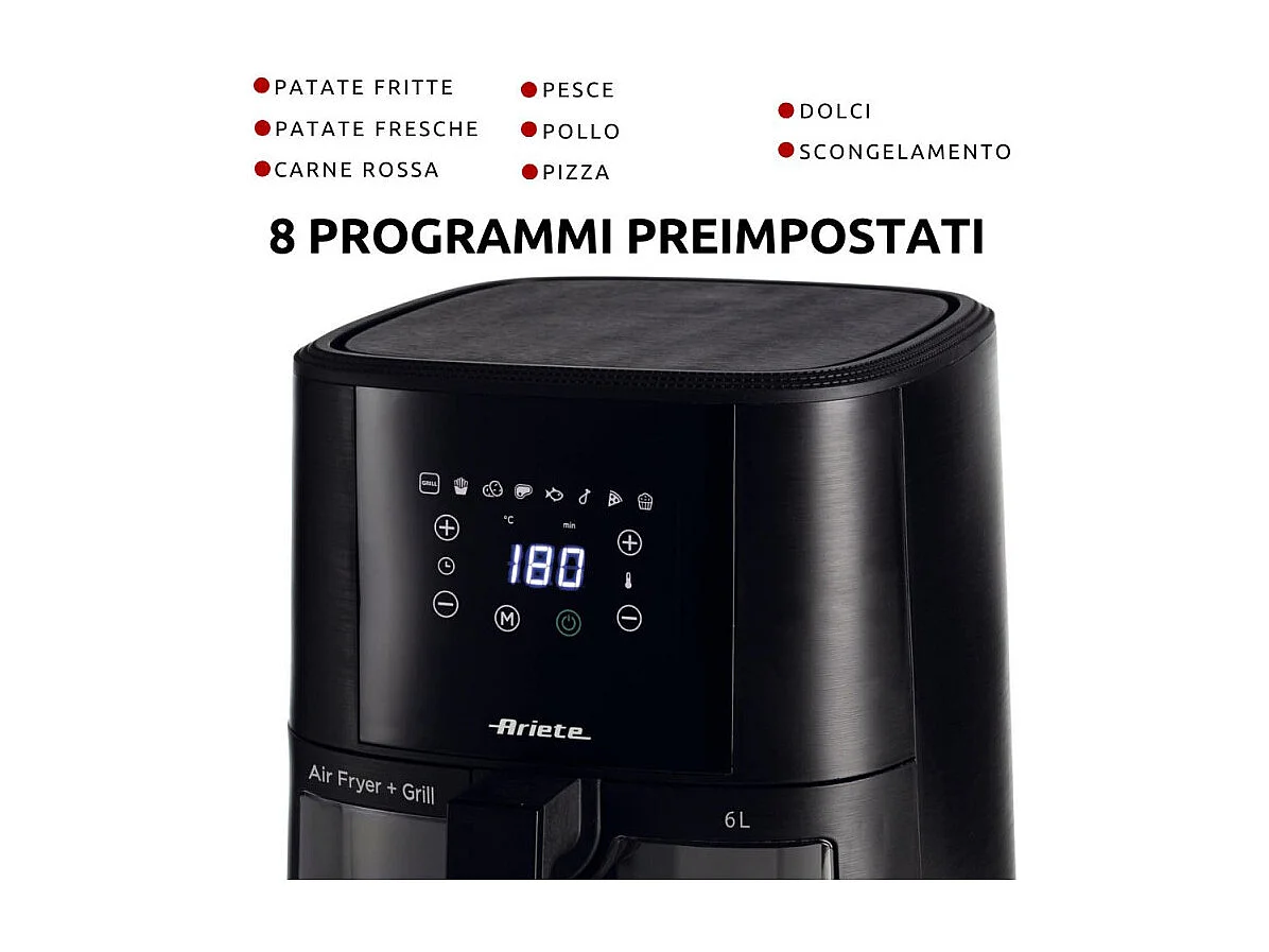 Friteuse à air Ariete 4626 Airy Fryer 1300 W 8 programmes 6 L Noir