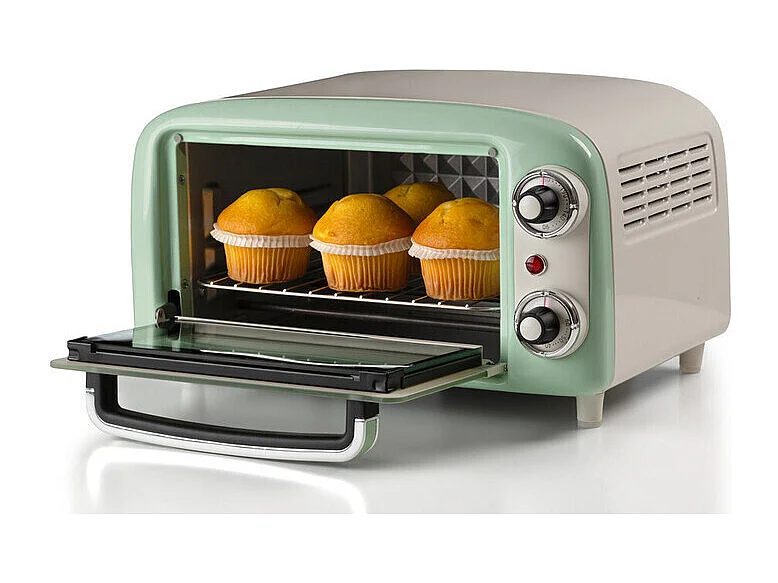 Forno Elettrico Vintage 800W - Capacità 10L - Doppio vetro - Retrò - Verde
