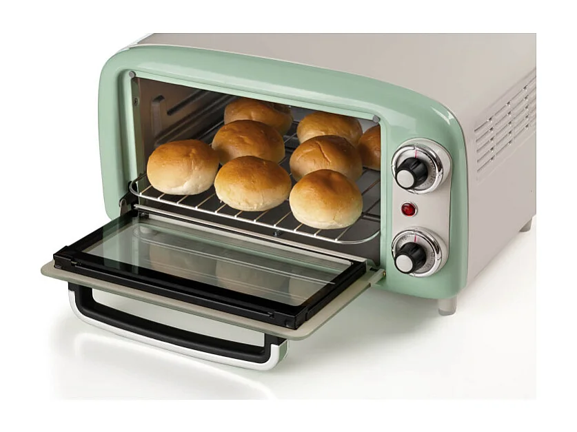 Forno Elettrico Vintage 800W - Capacità 10L - Doppio vetro - Retrò - Verde