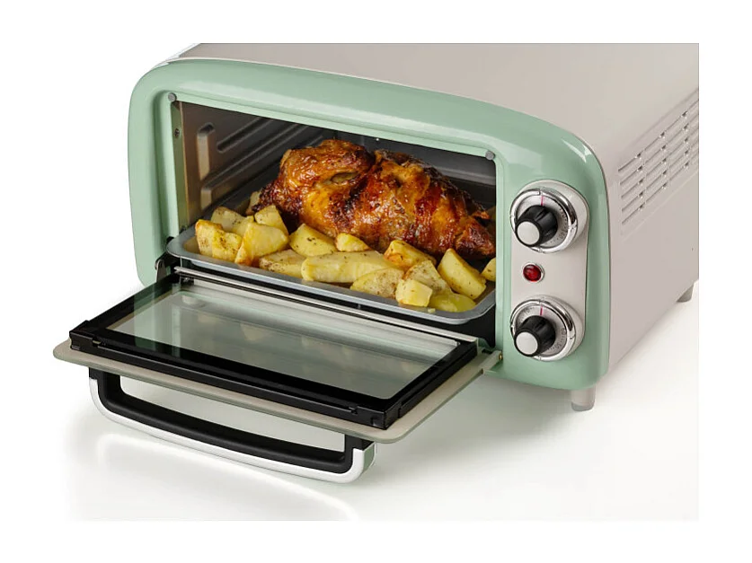 Forno Elettrico Vintage 800W - Capacità 10L - Doppio vetro - Retrò - Verde