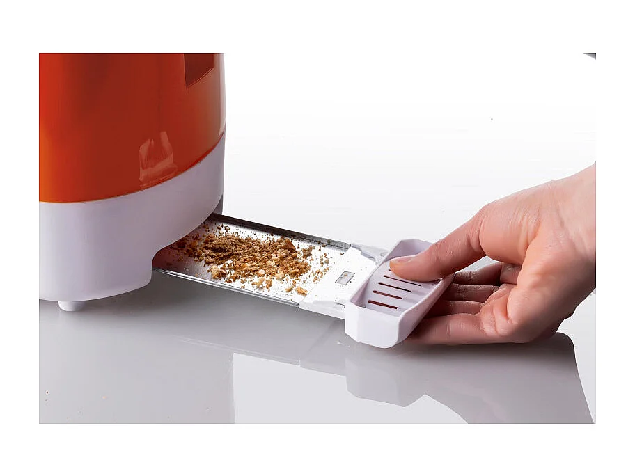 Tostapane con Pinze per 2 fette - 9 Gradi di Doratura - 700 Watt - Bianco e Arancio