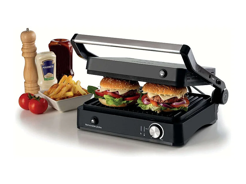 Griglia elettrica 3in1 2000W - 3 modalità di cottura - Piastre antiaderenti - Silver/Black