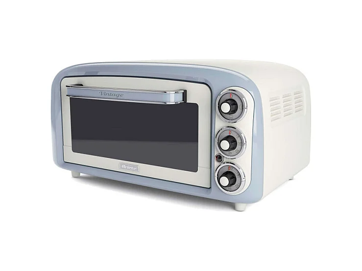 Forno Elettrico 18L - Pizza 30cm, Doppio Vetro, 1380W, Design Vintage - Celeste