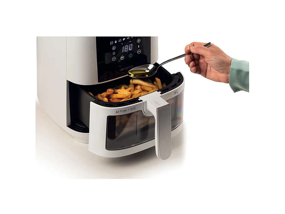 Friggitrice ad aria 6L 1300W - 8 programmi - Cestello trasparente - Bianco