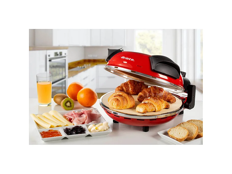 Forno Pizza - 4 Minuti - Piastra in Pietra Refrattaria - 1200W - Nero