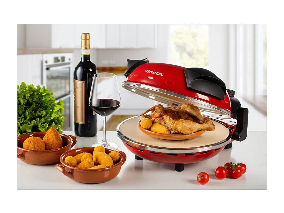 Forno Pizza - 4 Minuti - Piastra in Pietra Refrattaria - 1200W - Nero