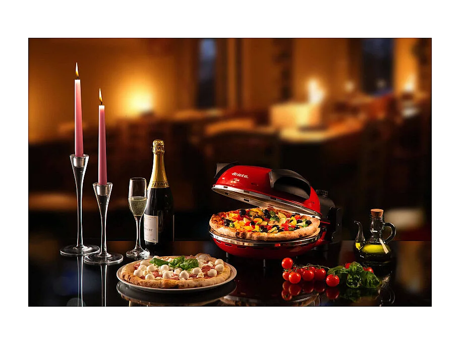 Forno Pizza - 4 Minuti - Piastra in Pietra Refrattaria - 1200W - Nero