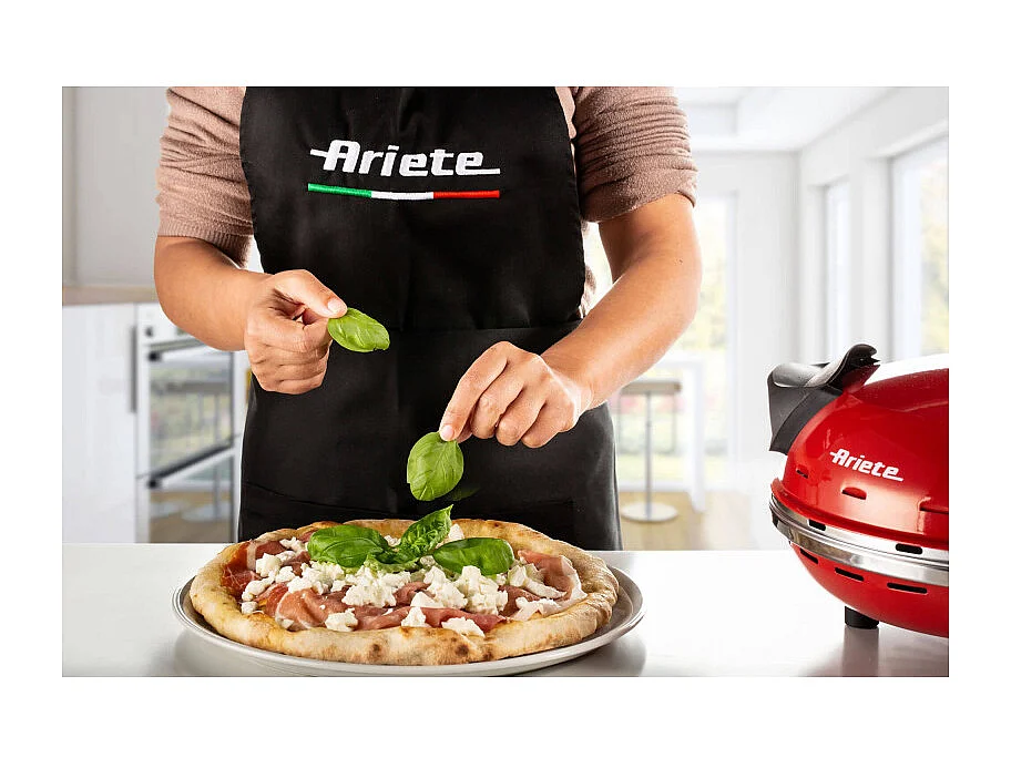 Four à Pizza électrique rouge - Pierre réfractaire - 1200W Ø 33 cm - Température max 400°C