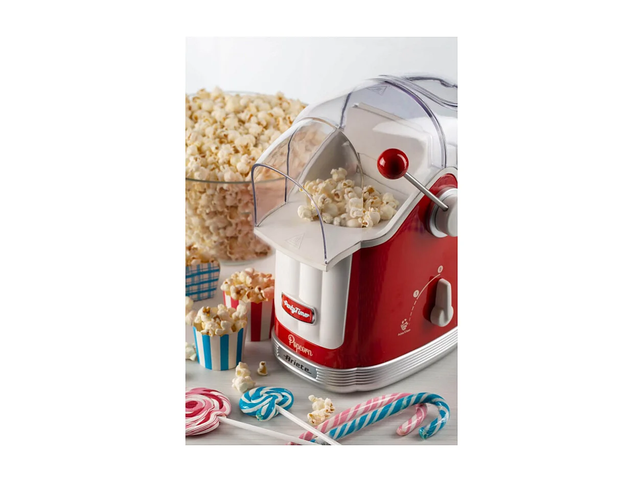 Macchina per Popcorn con Leva - 1100W - 600g Capacità - Cottura Senza Grassi - Rosso